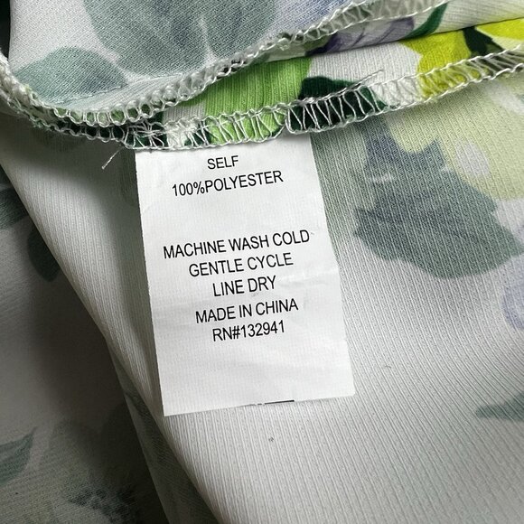 Amanda Uprichard Dress White Green Floral Size Small Fiori Mini Ruffle Sleeve - Picture 8 of 10